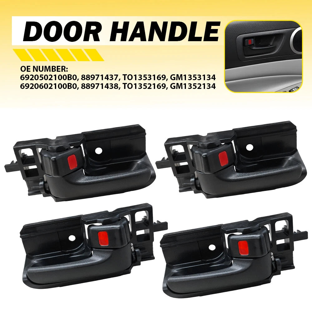 Door Handle Set of 4 For 2003-2008 Toyota Corolla Front Rear Black Plastic EOA 6B93BC-57