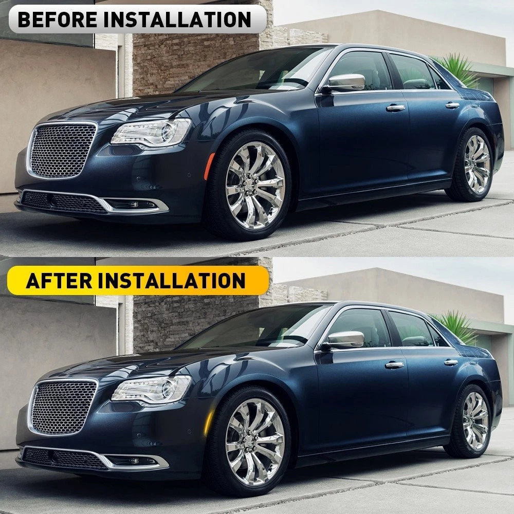 For 2015-2023 Chrysler 300 Smoked Lens LED Front Bumper Side Marker Lights Amber 6B93BC-57