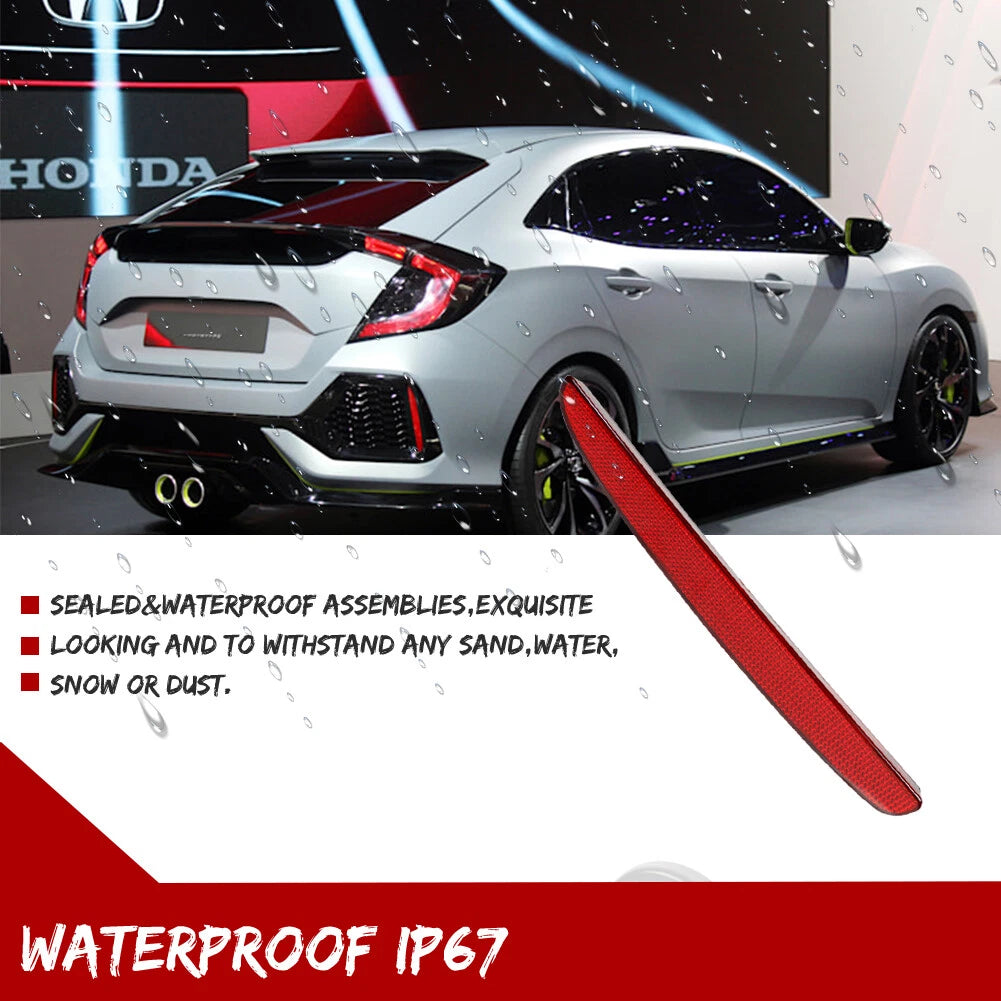 Fits Honda 2017-2021 Civic Hatchback Red Lens Rear Bumper Reflectors Assemblies 6B93BC-57