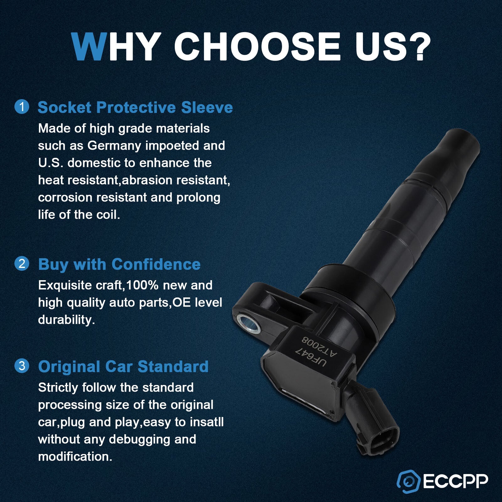 ECCPP 8 Ignition Coils For 2011-2016 Kia Sportage 11-14 Hyundai Sonata 2.0L L4 6B93BC-57