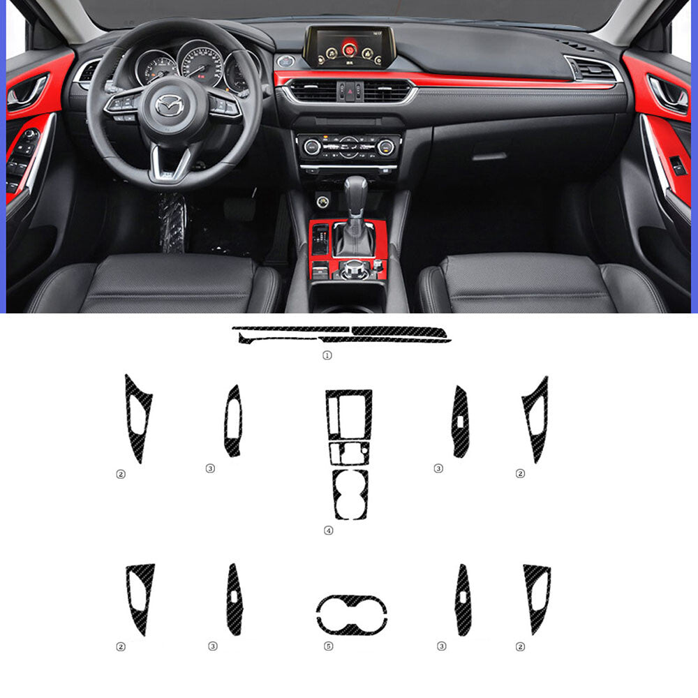 Interior Center Console Carbon Fiber Molding Sticker For Mazda 6 Atenza 2017-20