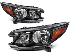 Pair Halogon Headlights Assembly For 2012-2014 Honda CR-V CRV 2.4L Black Amber 6B93BC-57