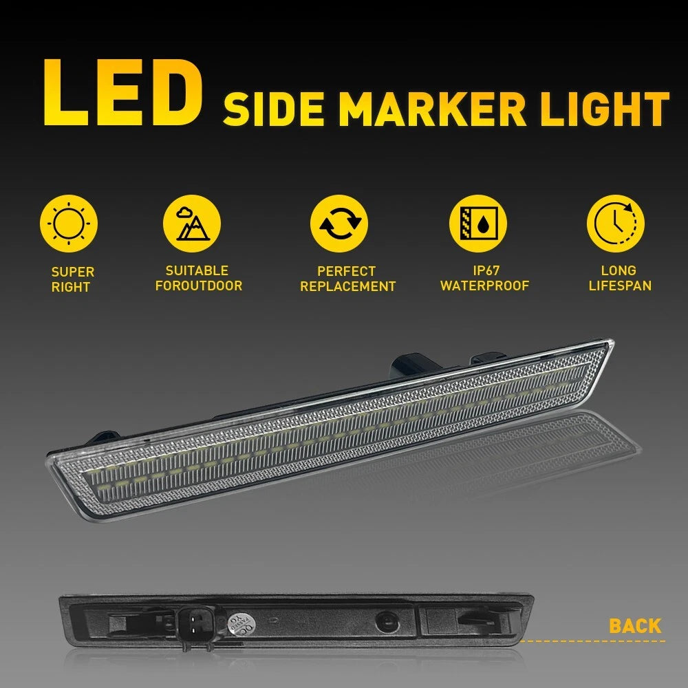 For 2015-2022 Dodge Challenger Rear White Bumper Side Marker Lamps Lights 6B93BC-57