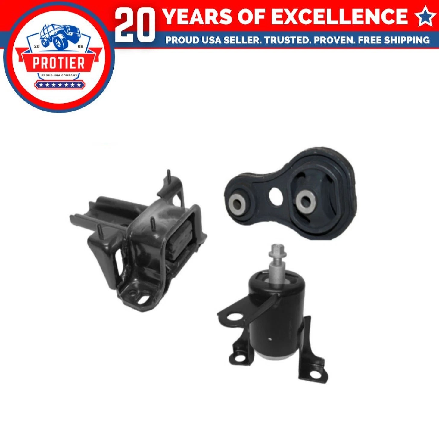 Motor & Torque Strut & Trans Mount 3PCS Set Compatible for 11-14 Mazda 2 1.5L 6B93BC-57
