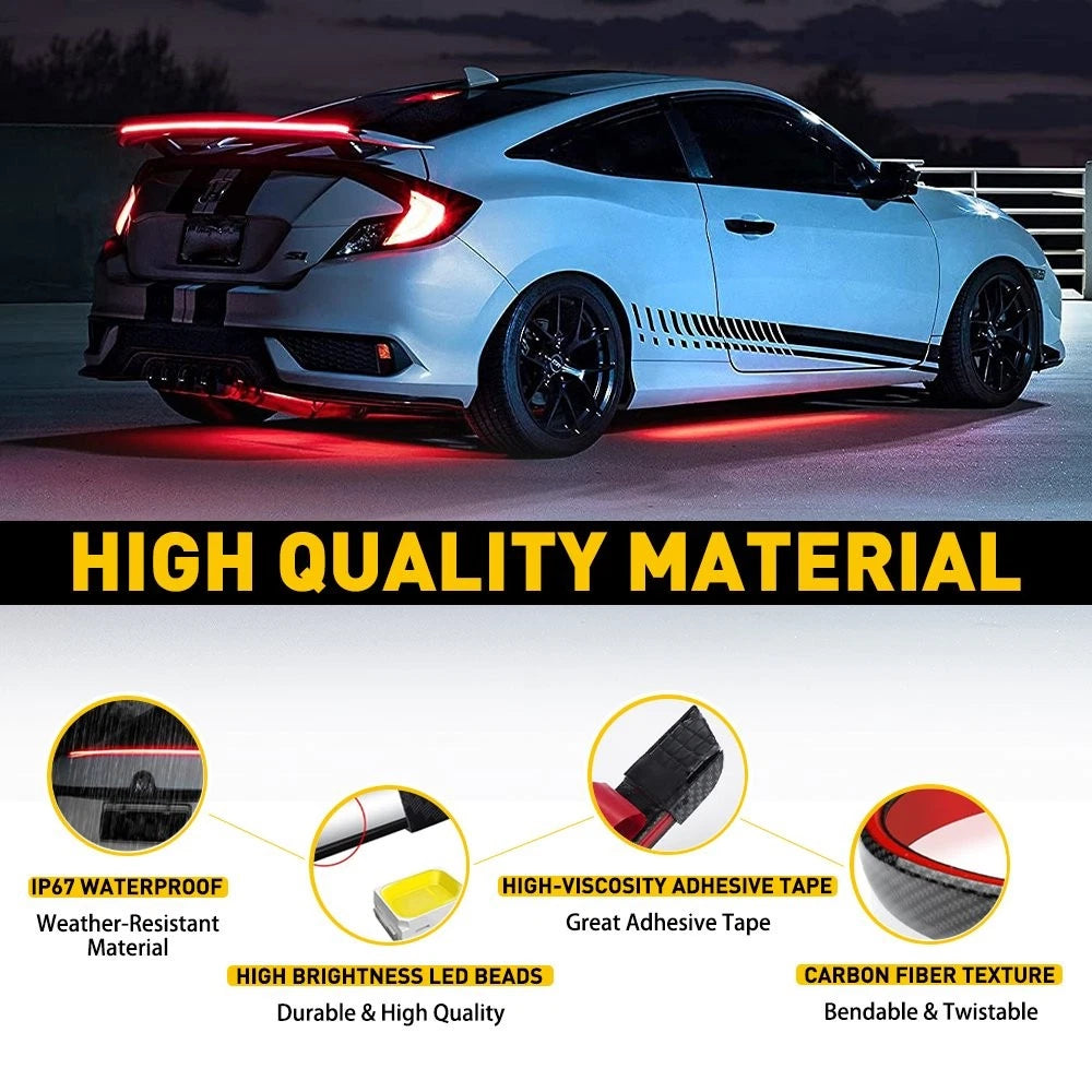 Carbon Fiber PU Rear Roof Trunk Tail Lip Tail Signal Brake Light 6B93BC-57