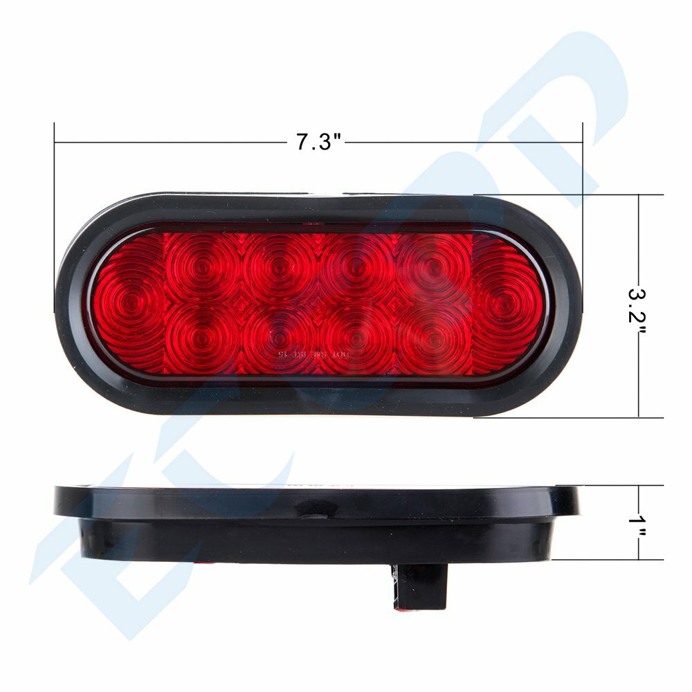 6PCS Truck Trailer Red 10 Led 6" Stop Turn Brake Grommet Mount Oval Tail Light 6B93BC-57