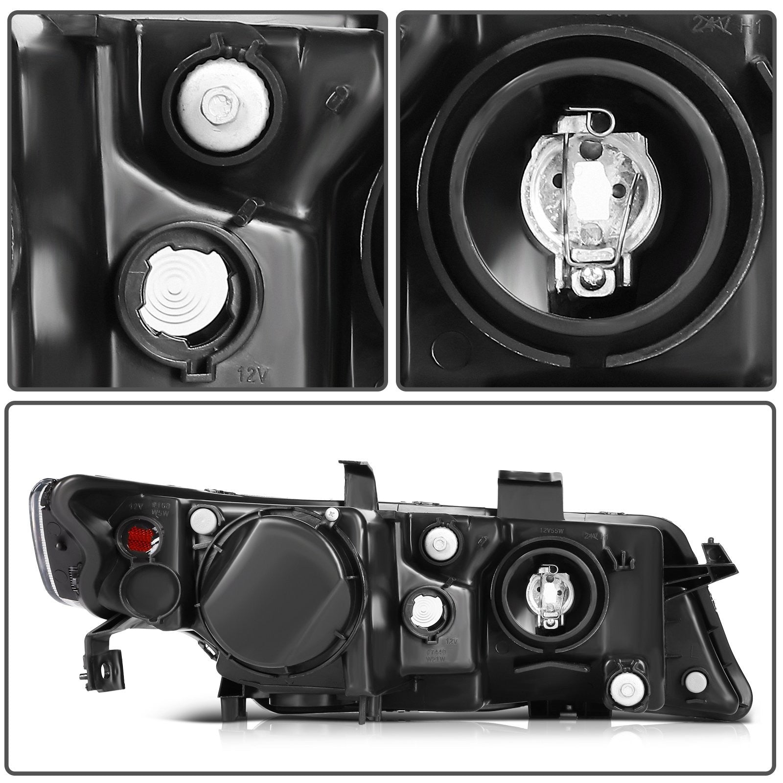 ECCPP Headlights Assembly For Acura TSX Base 2.4L 2004-2008 Pair Kit Black Amber 6B93BC-57