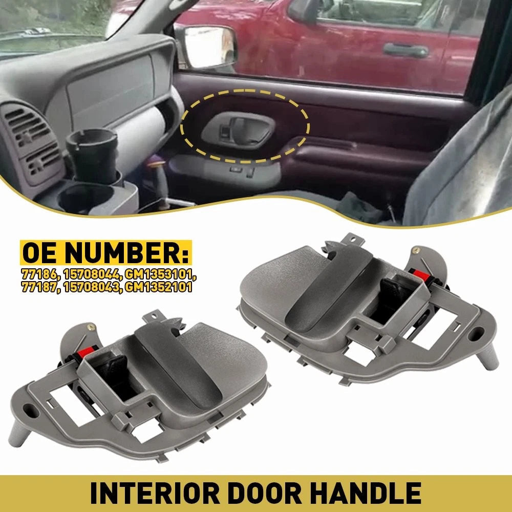 1Pair Gray Inside Door Handle For 1995-00 Chevy Silverado C1500 GMC Sierra K2500 6B93BC-57