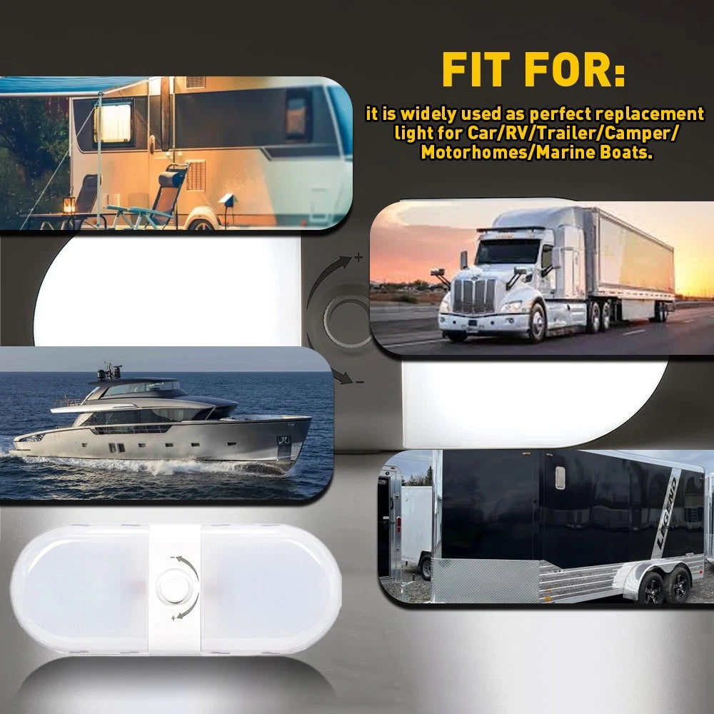 3 Camper Color Dimmable 12-24V RV Ceiling Double Dome Light Camper Trailer Boat 6B93BC-57