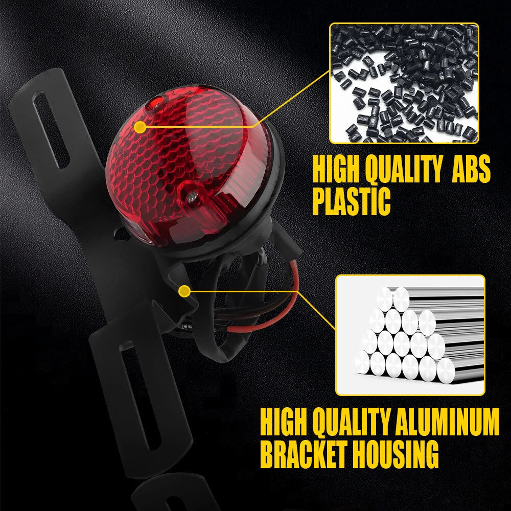 Round Motorcycle LED Brake Tail Light Red For Harley Chopper Bobber Cafe Racer A 6B93BC-57