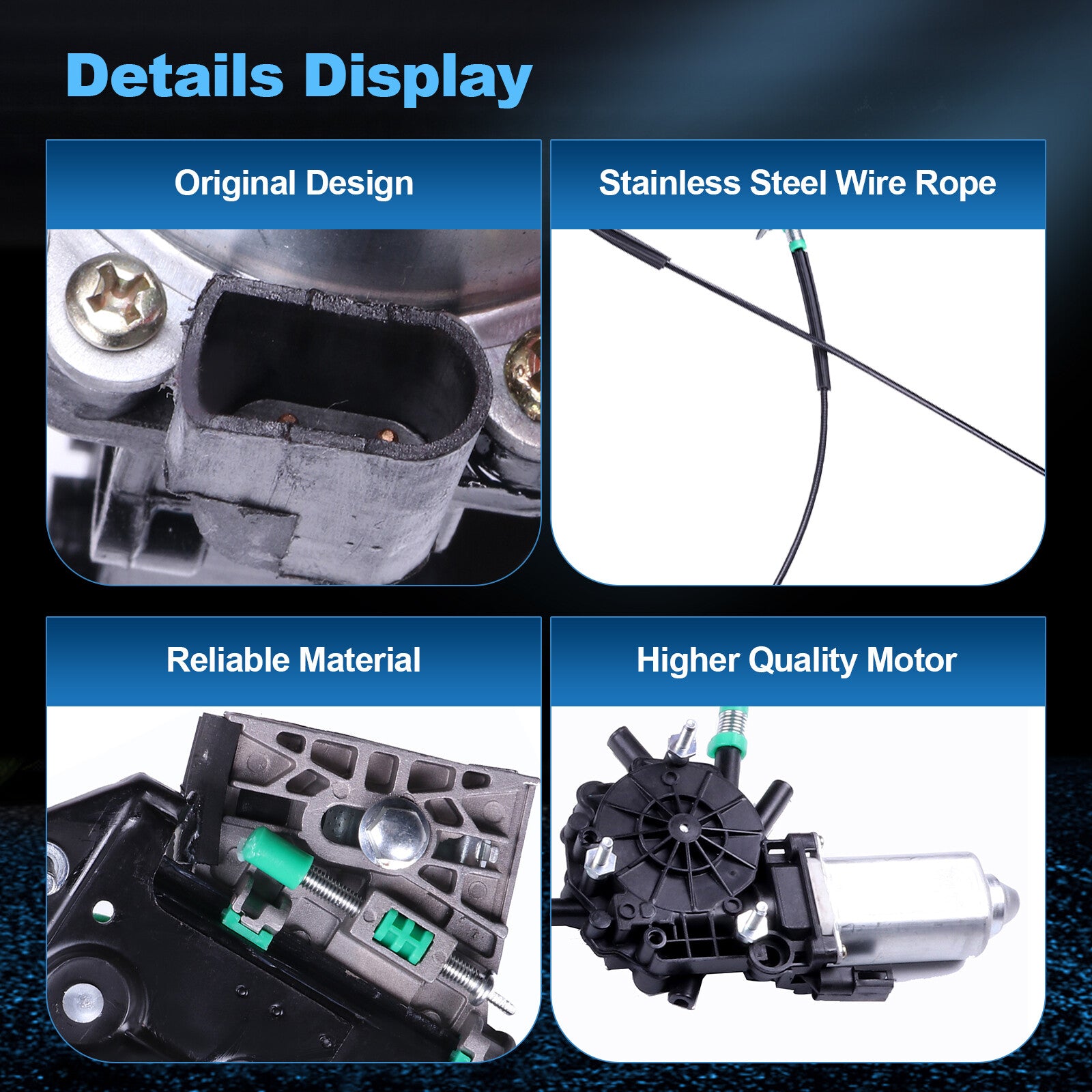 For Chevrolet Corvette 1997-2004 Front Passenger Side Window Regulator w/ Motor 6B93BC-57