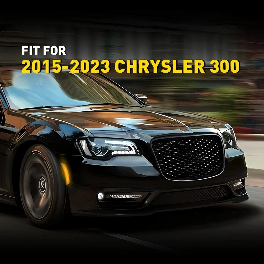 For 2015-2023 Chrysler 300 Smoked Lens LED Front Bumper Side Marker Lights Amber 6B93BC-57