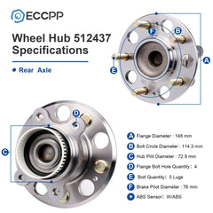 1Pc Wheel Hub Bearing Rear FWD For Hyundai Sonata Tucson Kia Optima Sportage 6B93BC-57