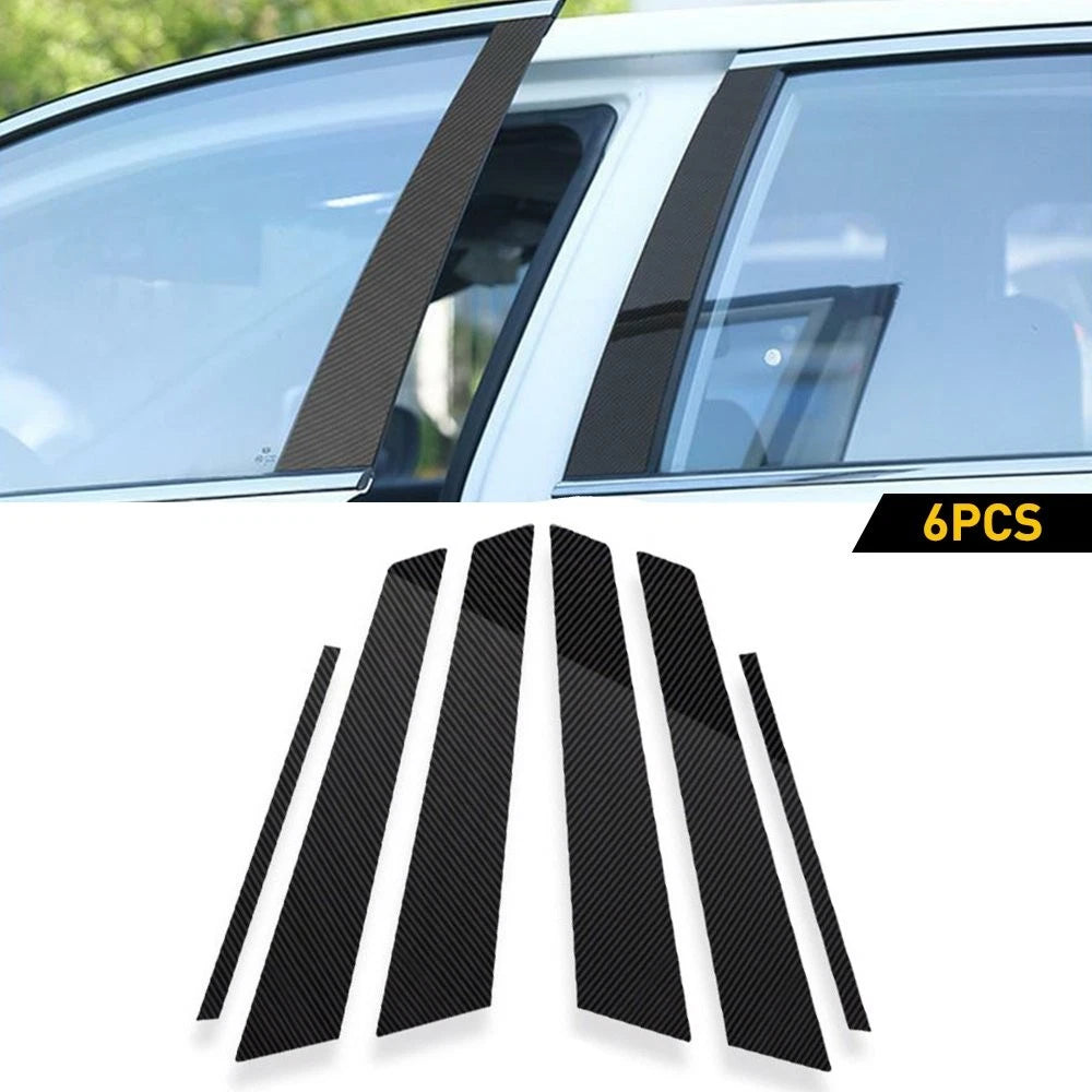 6x Carbon Car Style Fiber Door Pillar Trim Posts Cover For Honda Civic 06-11 EOA 6B93BC-57