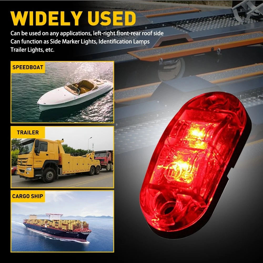 10X Red LED Oval Side Marker Lights Truck Trailer Clearance Light Waterproof EOA 6B93BC-57