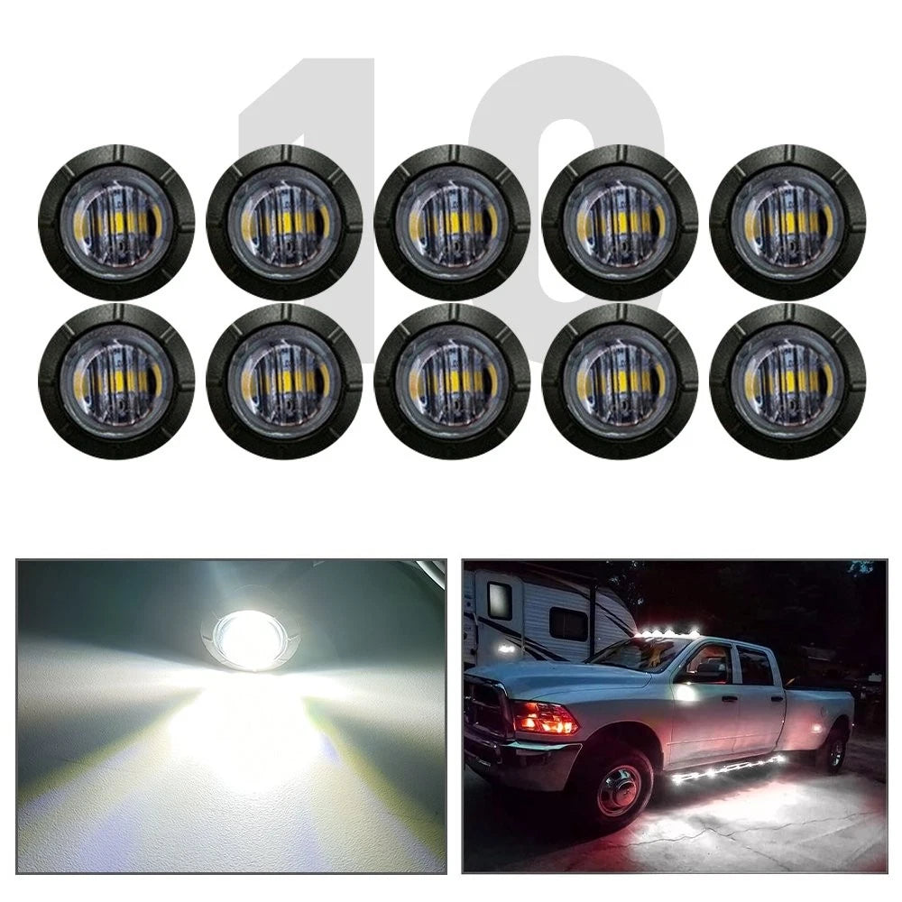 10x Smoked White 3/4" Bullet Round LED Side Marker Lights for Trailer Truck RV A 6B93BC-57