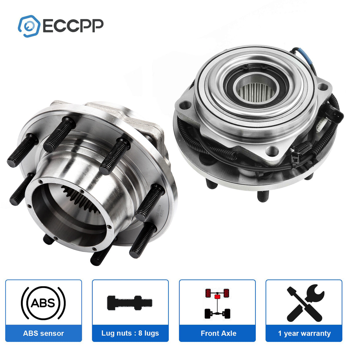 2Pcs Wheel Hub Bearings Front 4WD For 2011-2016 Ford F350 Super Duty Dually Only