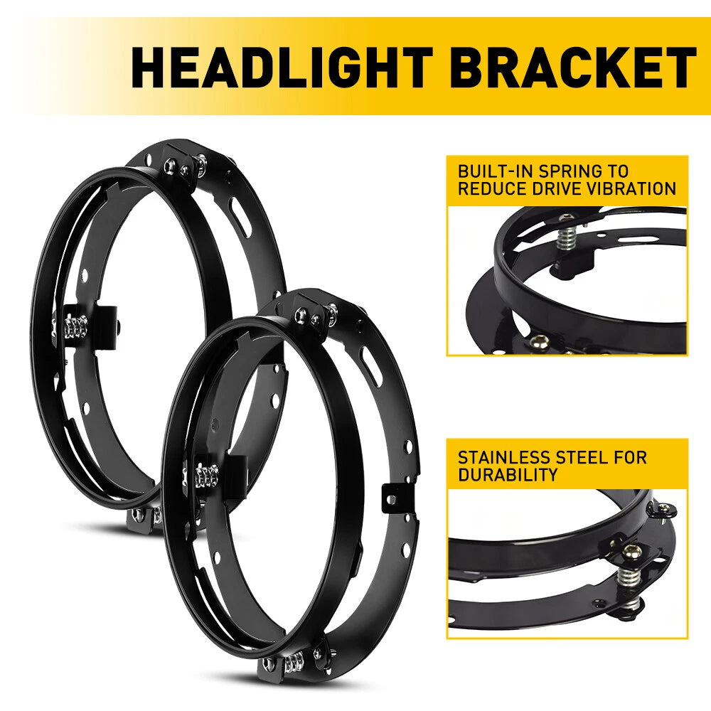 2X Round 7Inch LED Headlight Mounting Ring Bracket Adapter for Harley Touring A 6B93BC-57
