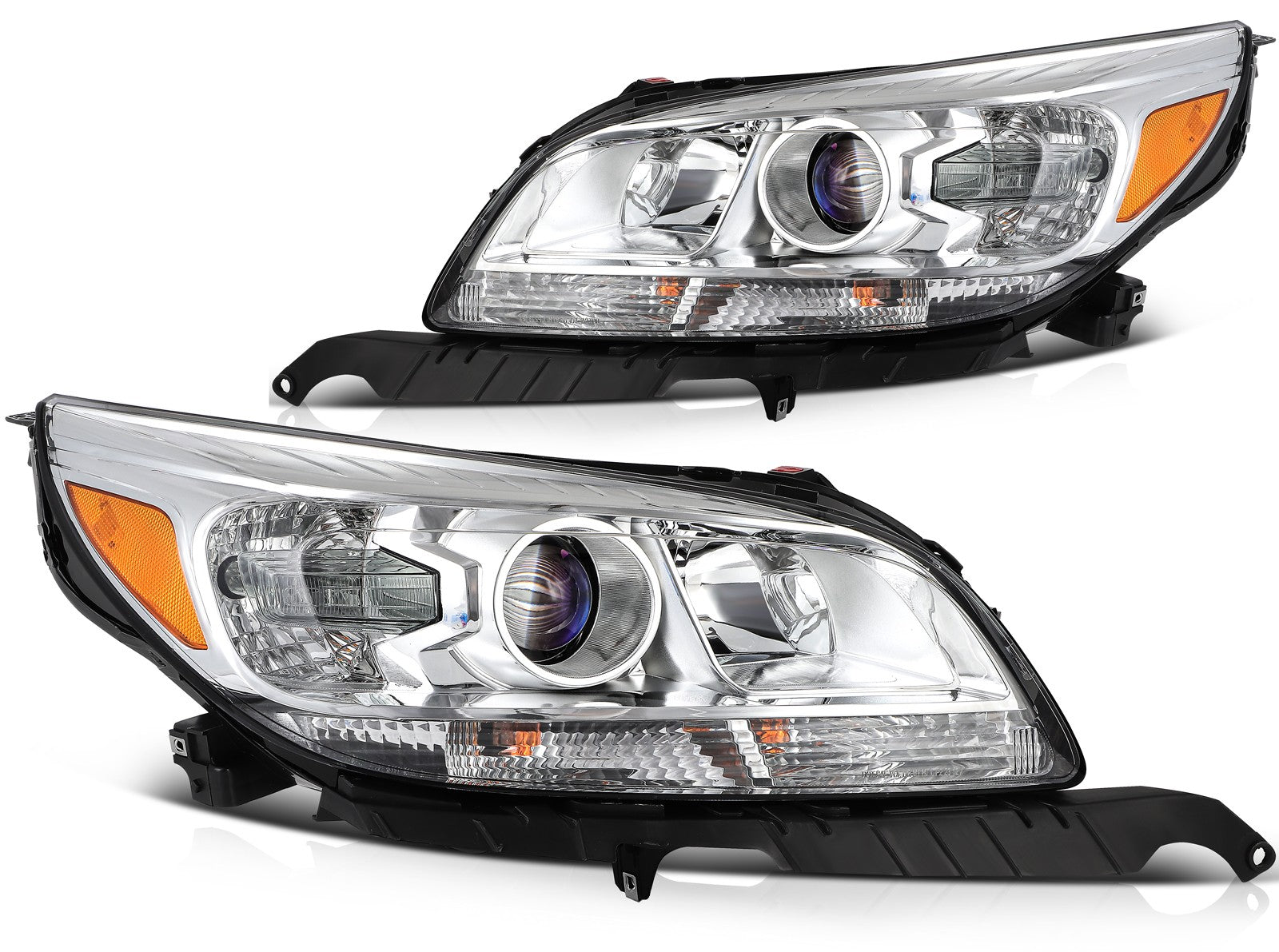 ECCPP Headlights Assembly For Chevrolet Malibu 2013-2015 Pair Kit Chrome Amber 6B93BC-57