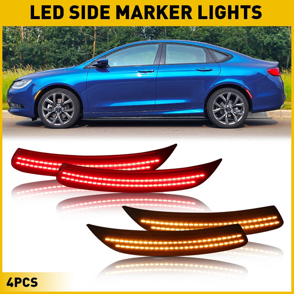 4X AUXITO FRONT REAR LAMPS SIDE BUMPER MARKER LIGHT For 2015-2017 CHRYSLER 200 AUXITO