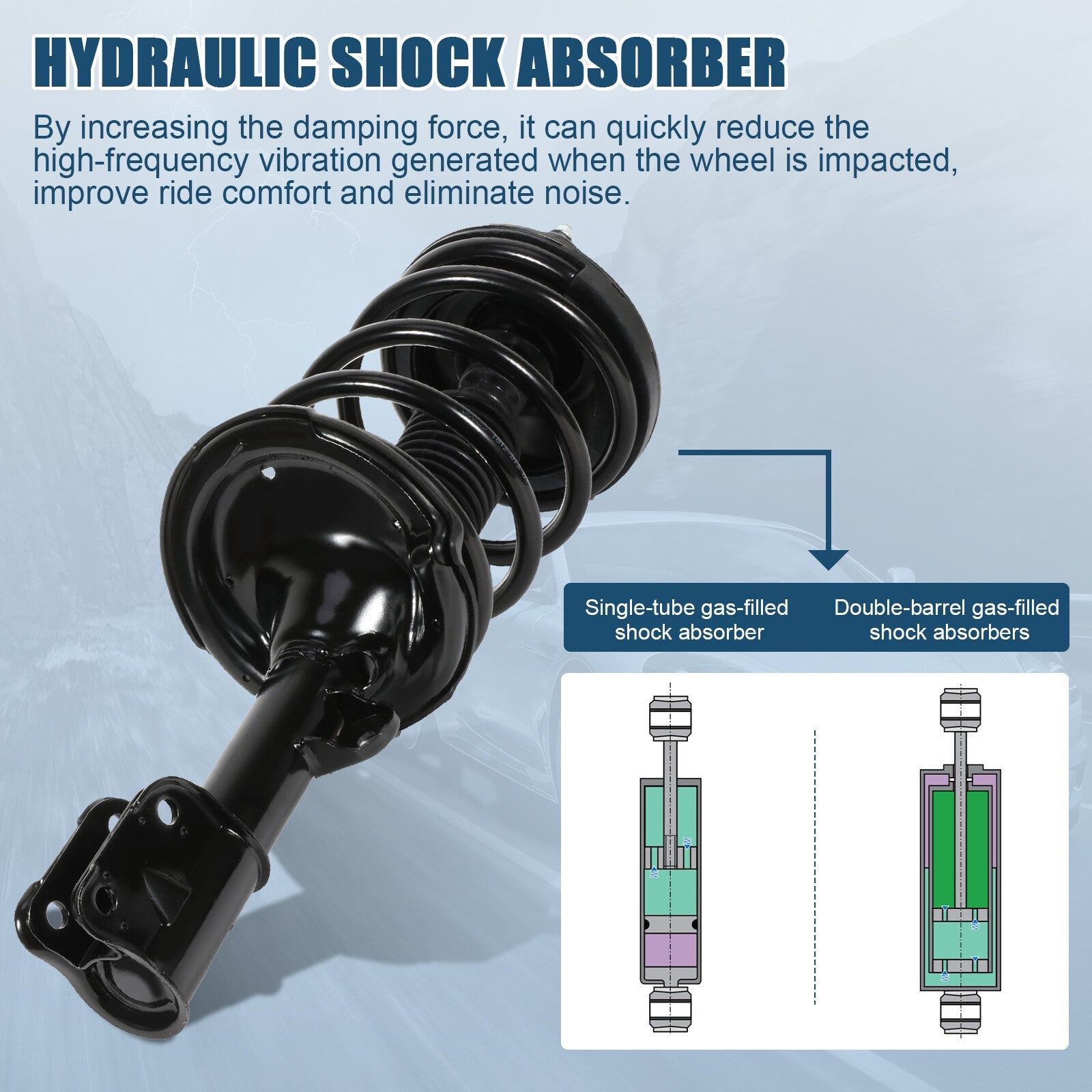For Hyundai Santa Fe 2007-2009 Front 2pcs Complete Struts & Coil Spring Assembly 6B93BC-57