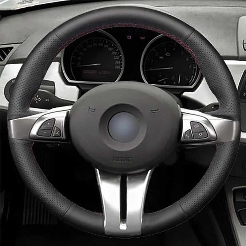 Top Leather Steering Wheel Hand-stitch on Wrap Cover For BMW Z4 E85 2003-2006 6B93BC-57
