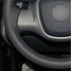 Top Leather Steering Wheel Hand-stitch on Wrap Cover For Mercedes Smart Fortwo
