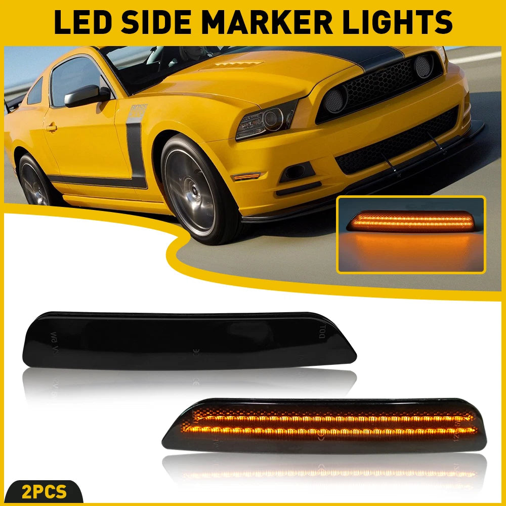 2XFront Bumper Side Marker Light Smoke Lens Amber For LED Ford Mustang 2010-2014 6B93BC-57