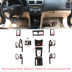 Interior Center Console Carbon Fiber Molding Sticker Decals For Honda Accord 7th