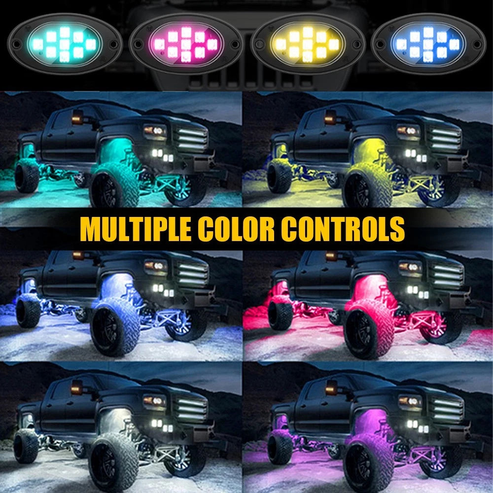 20X RGB LED Rock Lights Kit Underbody Neon Light Bluetooth App Remote Control A 6B93BC-57