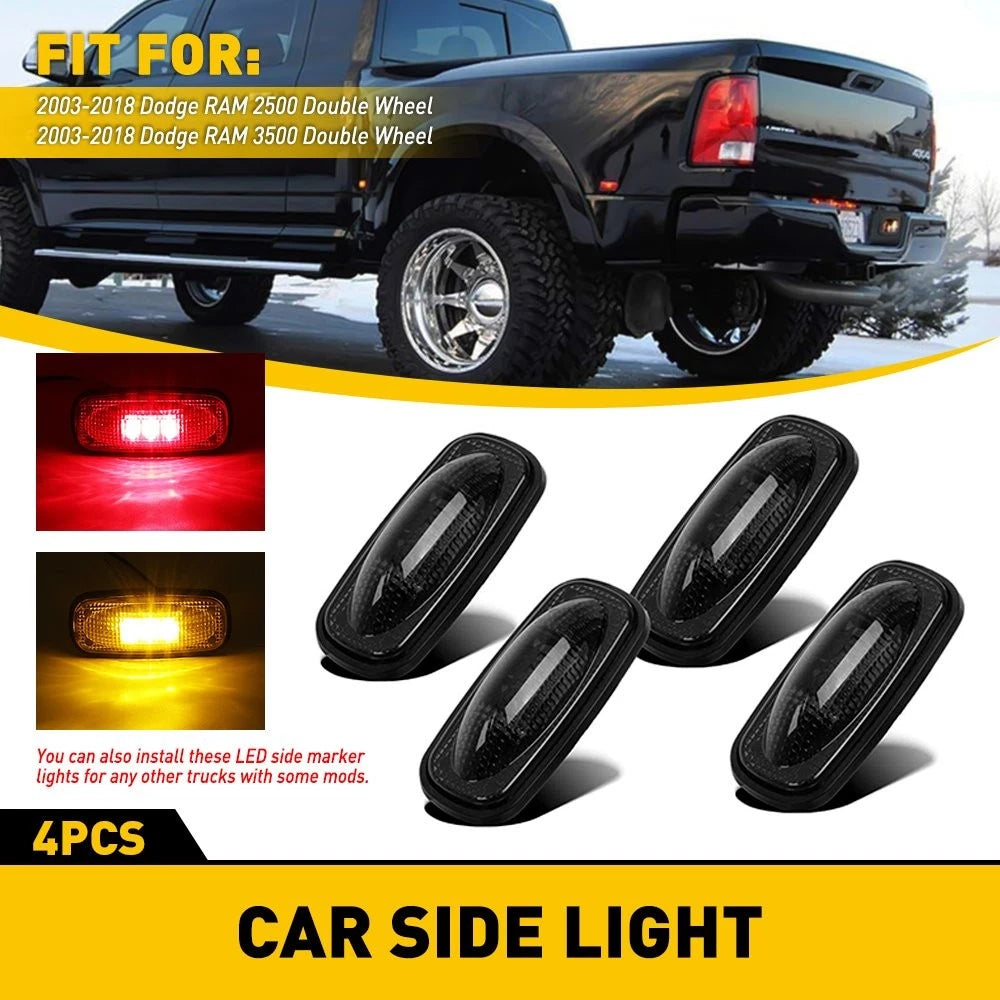 For 03-09 Dodge Ram 2500 3500 Dually Bed LED Fender Side Marker Lights Smoked 4X 6B93BC-57