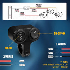 7/8" Motorcycle ATV Dual Button On Off Switch Handlebar Headlight Fog Spot Light 6B93BC-57
