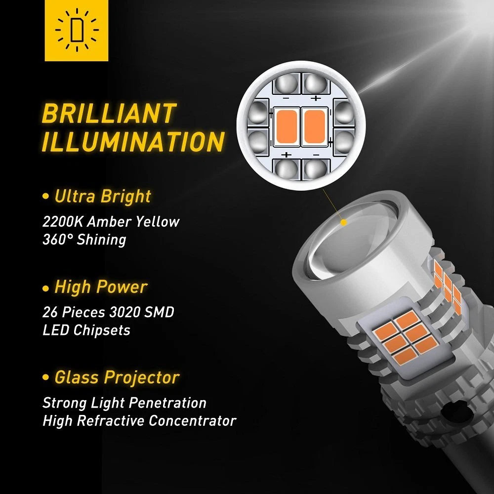 AUXITO BAU15S 7507 LED Turn Signal Lights Amber Canbus No Hyper Flash 5KG EOA AUXITO