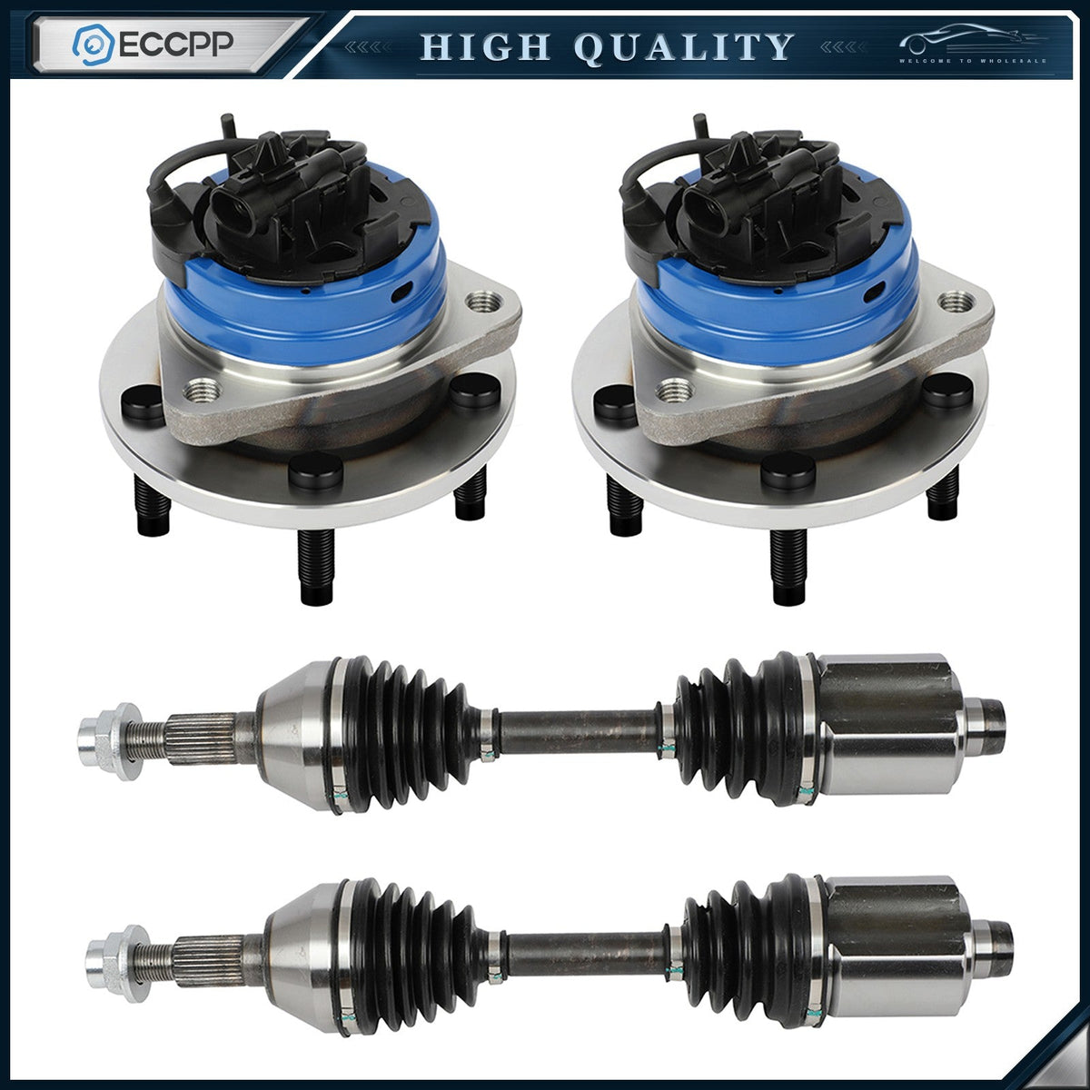 2X CV Axles + 2X Wheel Hub Bearings Front For Chevy Malibu Pontiac G6 2005-2010 6B93BC-57