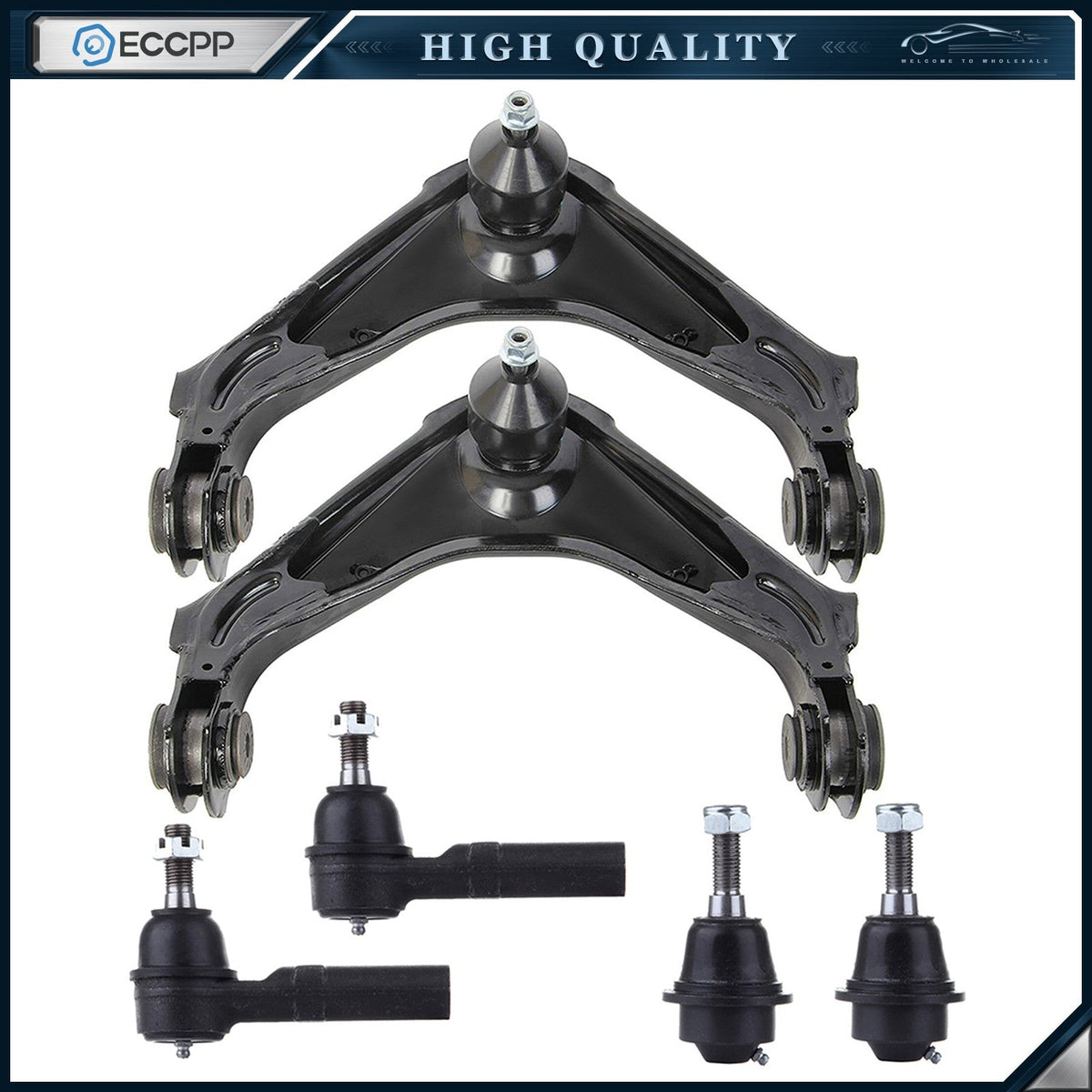6pcs Front Control Arms Tie Rod Ends For Sierra Silverado 2500 3500 HD Yukon XL 6B93BC-57