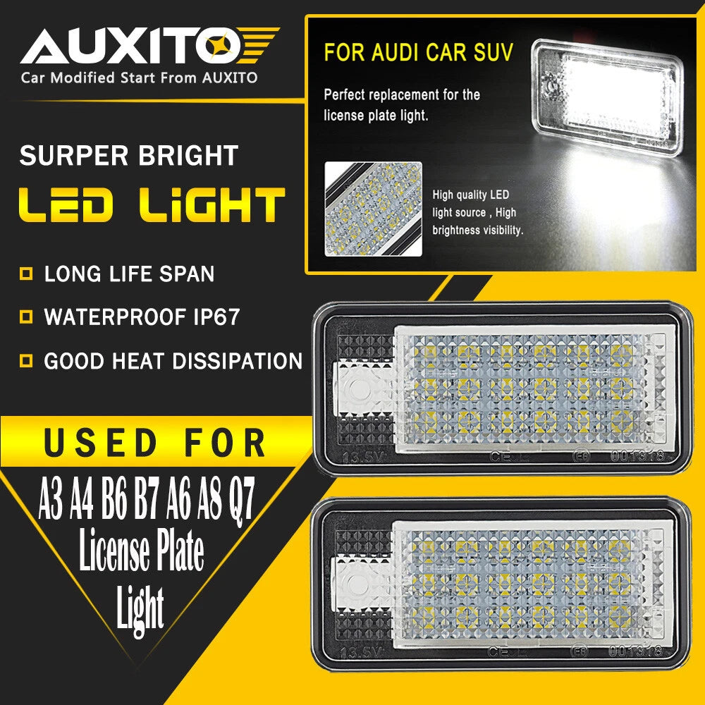 LED License Plate Light For Audi A3 A4 S3 S4 A6 S6 Q7 RS4 CANBUS Error Free USEA 6B93BC-57
