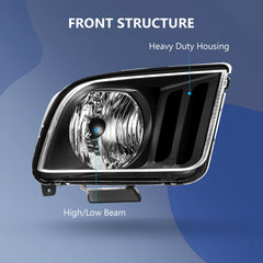 Fits Ford Mustang 2005-2009 Headlight Assembly Pair Headlamp Left+Right Side Set 6B93BC-57