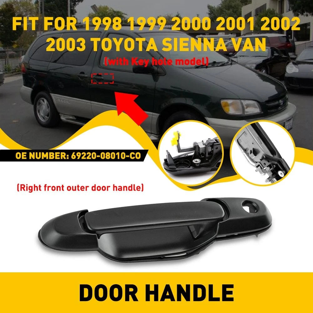 For 98-03 Toyota Sienna Door Handle Front Side Left Exterior Black Outside 6B93BC-57