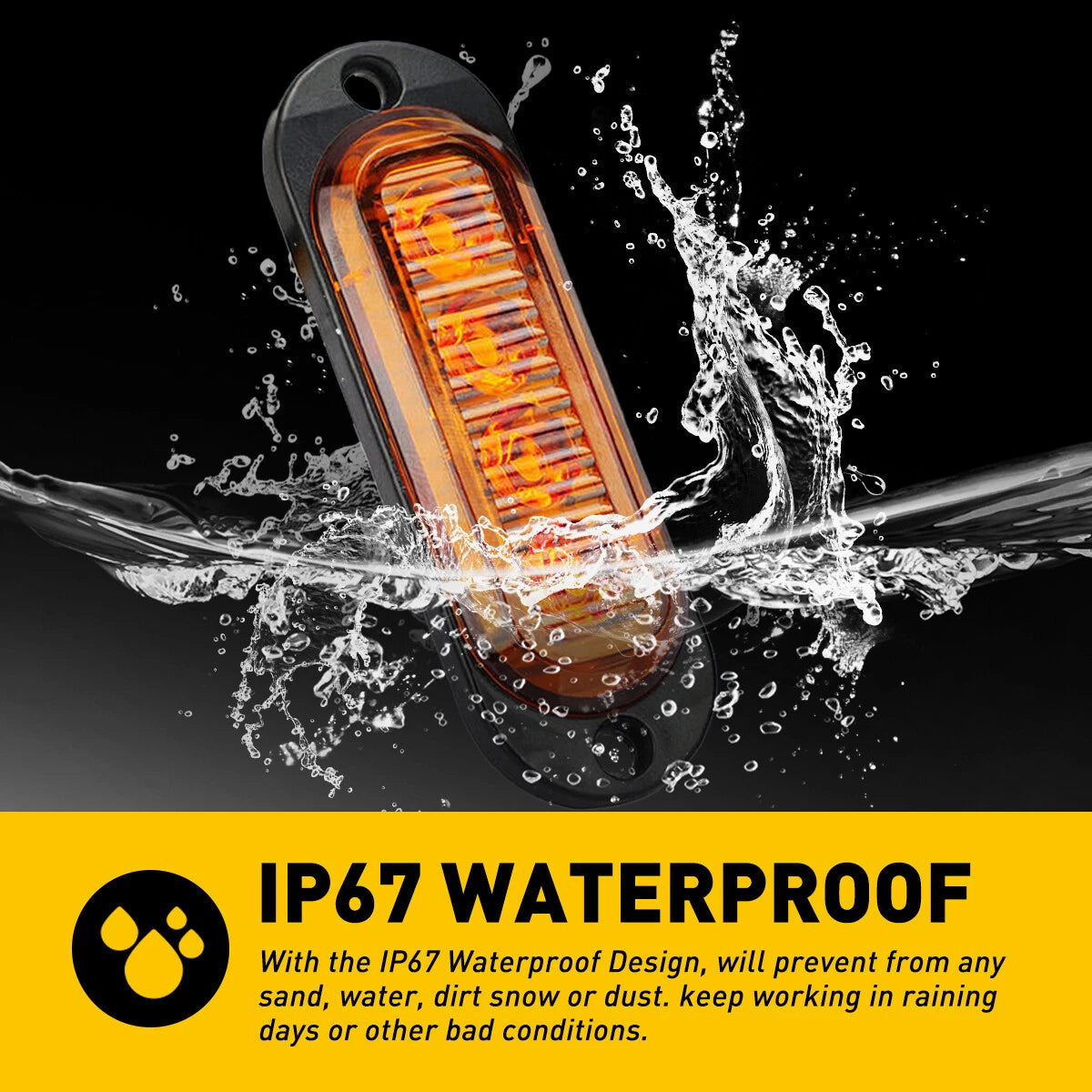 4X 4-LED Side Marker Amber Lights Clearance Light Truck Trailer RV Waterproof EA 6B93BC-57