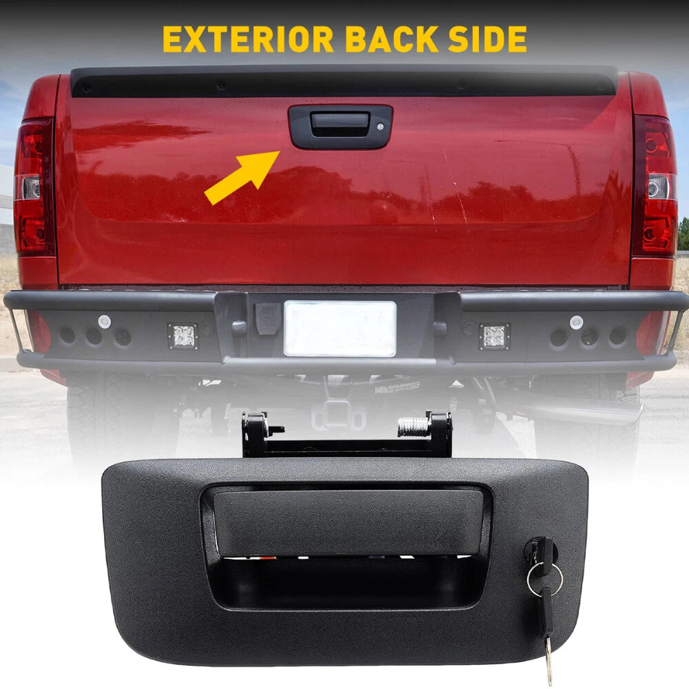 Tailgate Handle Latch w/Lock & Bezel For 2007-2014 Chevy Silverado GMC Sierra 6B93BC-57