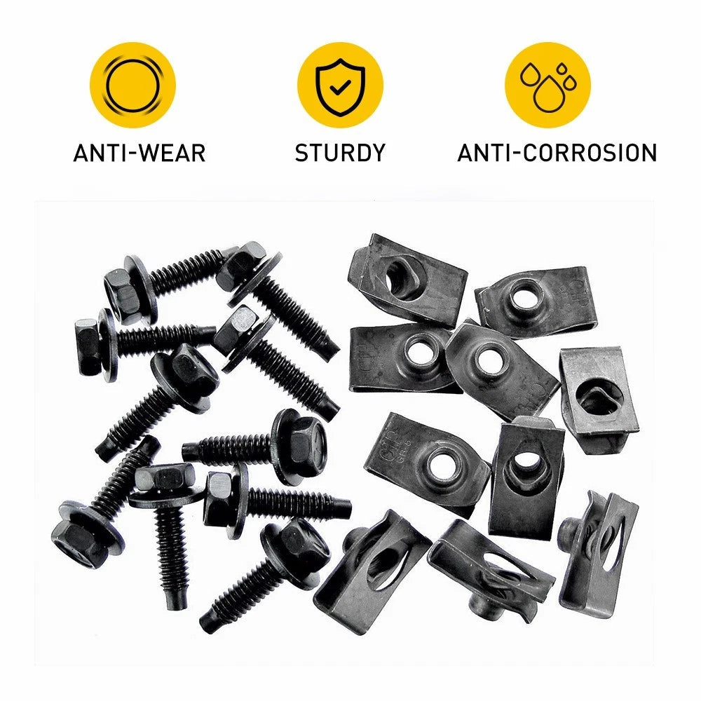 For Truck Ford Body Bolts&U-nut Clips- 5/16-18 x 1-3/16"- 1/2" Hex- 20 pcs- #374 6B93BC-57