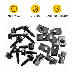 For Truck Ford Body Bolts&U-nut Clips- 5/16-18 x 1-3/16"- 1/2" Hex- 20 pcs- #374 6B93BC-57