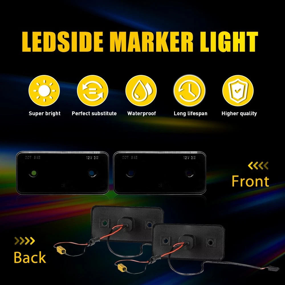 For 99-14 Mercedes W463 G500 G550 Smoked Lens Front Rear LED Side Marker Light A 6B93BC-57