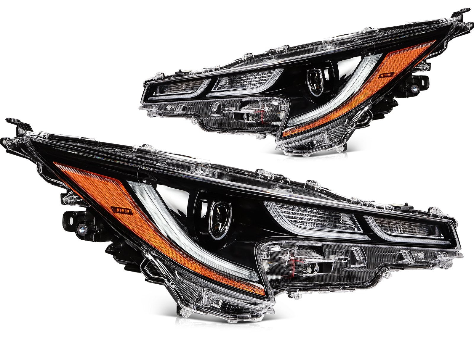 Pair LED Headlights Assembly For 2019-2022 For Corolla SE XLE XSE Black Amber 6B93BC-57