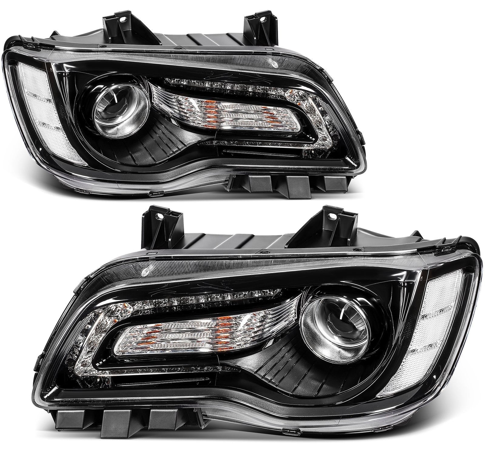ECCPP Halogen Headlights Assembly For Chrysler 300 2015-2023 Pair Kit Black 6B93BC-57