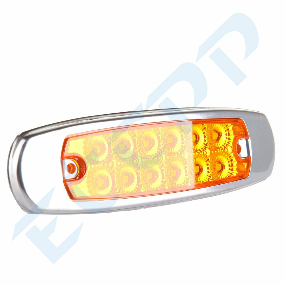 10x6.5" Led Cab/Side Turn Signal Marker Lights 12LED Yellow Stainless Rim Sealed KOEEP