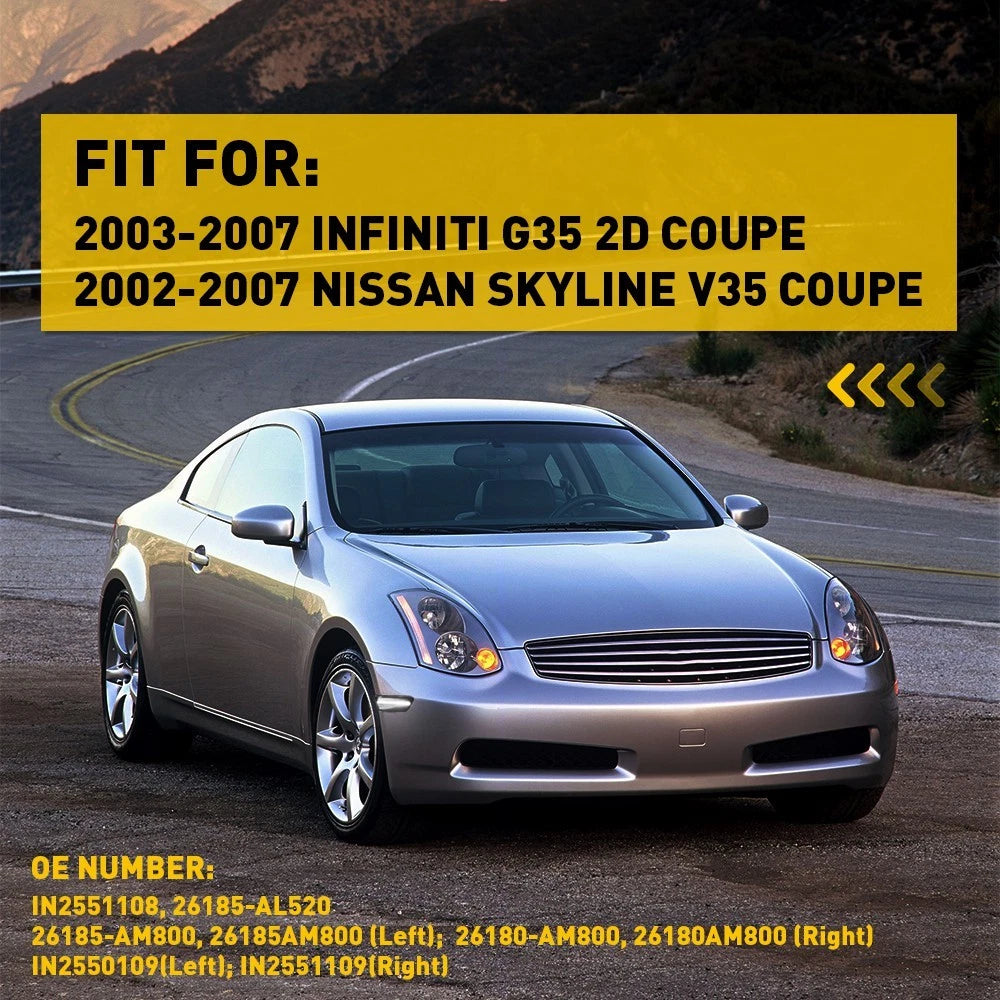 For 03-07 Infiniti G35 White Coupe LED Front Bumper Side Marker Light Smoke Lens 6B93BC-57