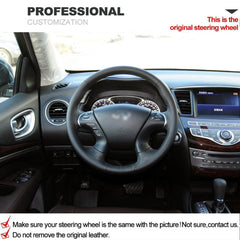 Hand-Sewing Black PU Leather Steering Wheel Covers Wrap For Infiniti JX35 2013
