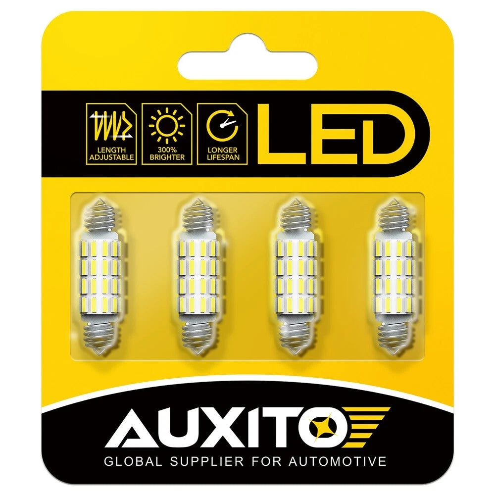 4x AUXITO 39MM 40MM 41MM 42MM 212-2 578 211 White LED Dome Roof Light Bulb EOA AUXITO
