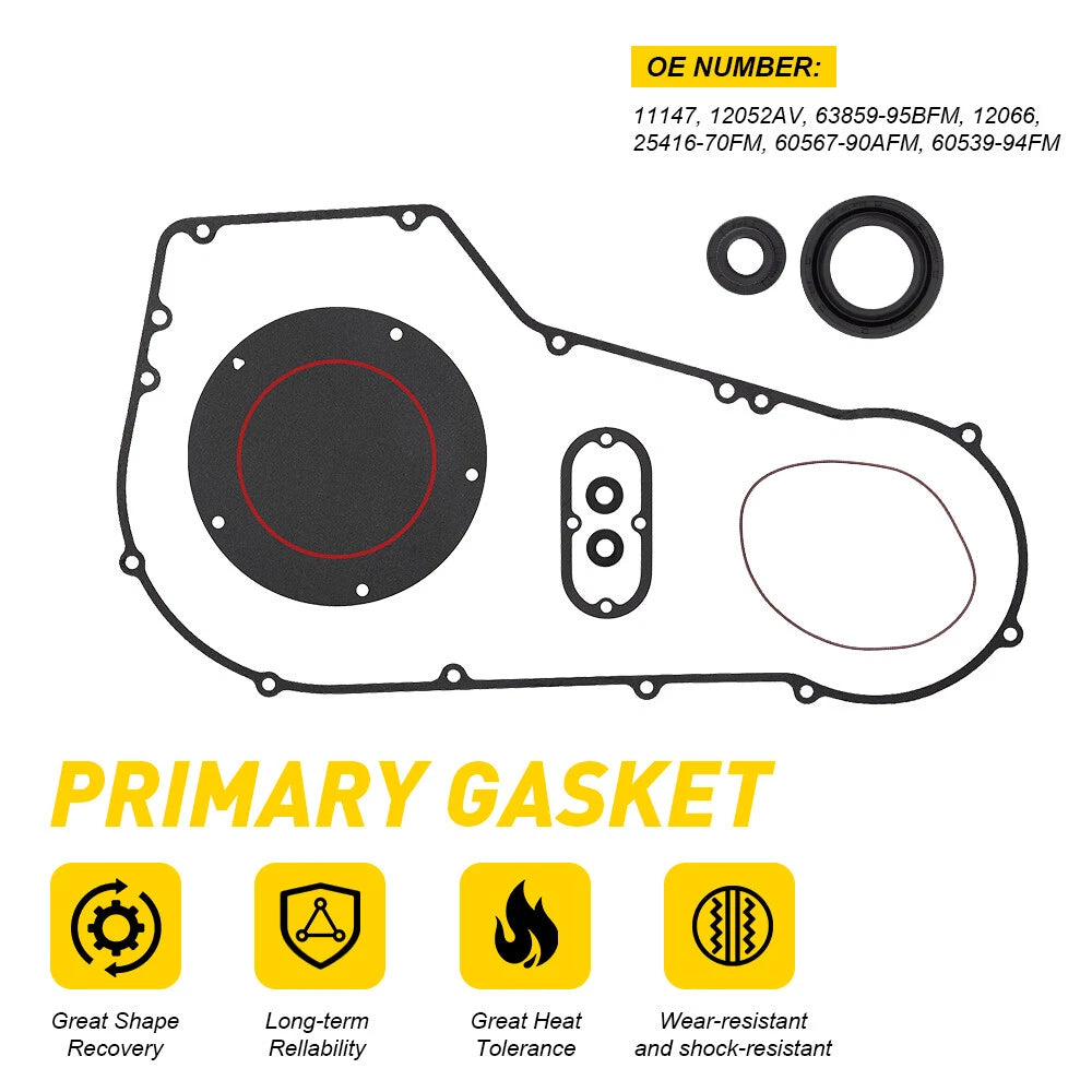 Clutch Primary Cover Gasket Seals Kit for 1999-2005 Harley Dyna Softail Models A 6B93BC-57